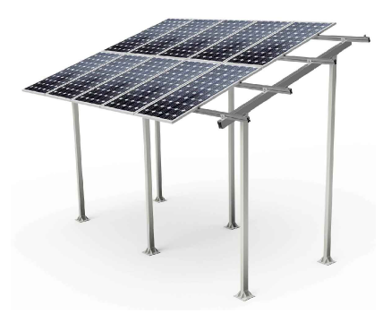 Soporte inclinado elevado para terreno  2 filas de módulos en vertical. Altura 3 m. Módulo < 2279x1150 mm - Serie SU - TECHNO SUN
