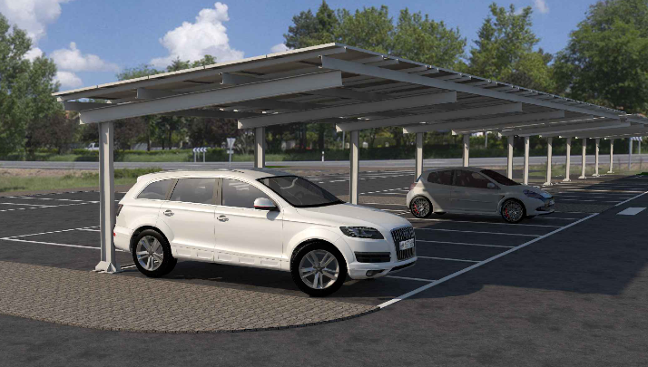 Parking Sur sin chapa 5º 10 plazas, 65 módulos  de ≤2000x1060 mm - Serie SU - TECHNO SUN