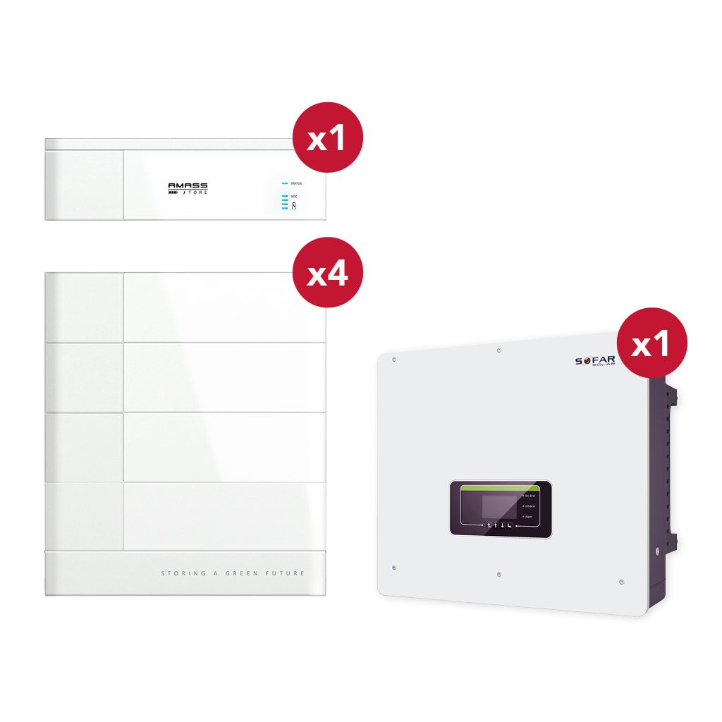 Pack inversor híbrido trifásico 20kW y baterías de litio 10kWh