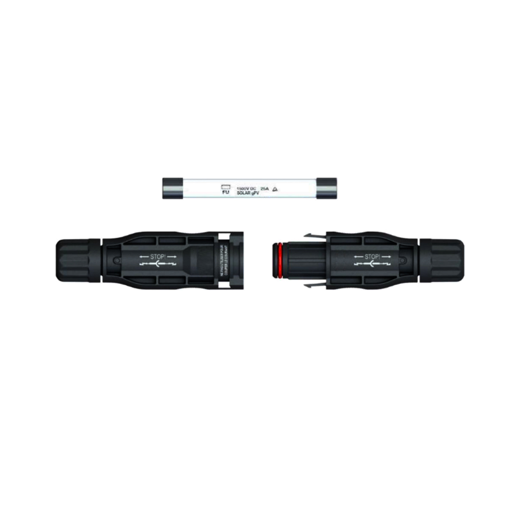 [ELE00006] Conector FV H/M desmontable 20A con fusible integrado en línea | IP68 | 1500V | mismo diámetro que MC4 LCF20 - Solitia