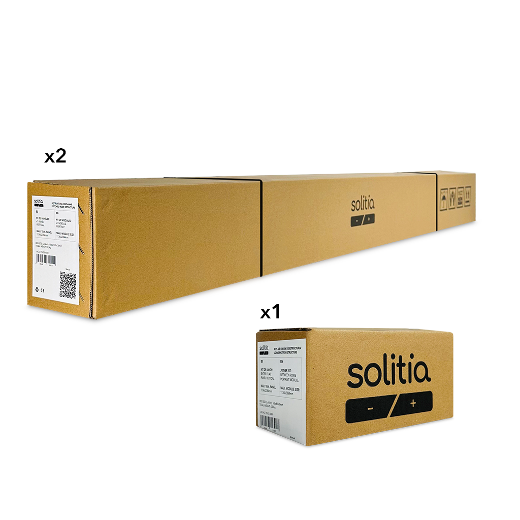 [ACL05-TS-D2-AMX] ACL05-TS-D2-AMX [1x5] Koplanare eloxierte Struktur für 5 vertikal angeordnete Module (max. Breite 1150mm) | Serie TS-D2 - SOLITIA