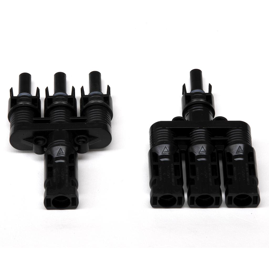 Pack 2 Conectores FV macho/3 hembras y hembra/ 3 machos paralelo Compatible MC4 - ELECSUN