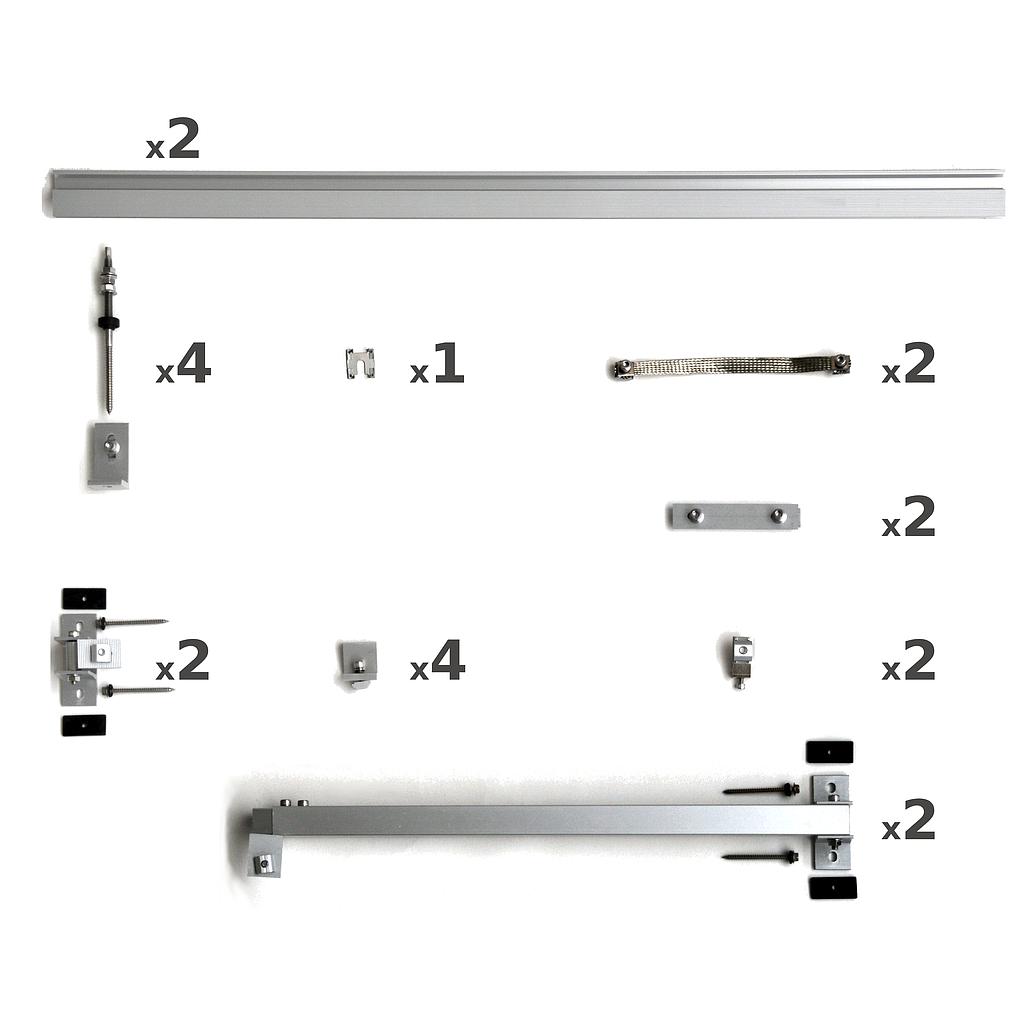 Structure for 1 Solar Network panel (1640mm x 992mm x 40mm) in vertical.