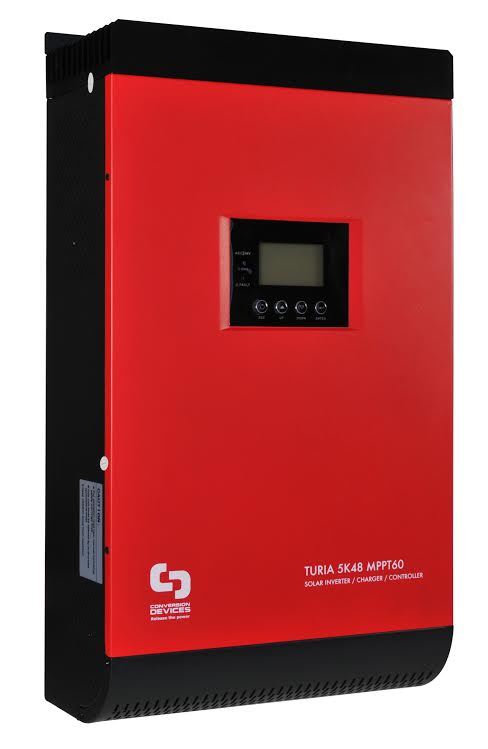 TURIA 5K48 MPPT60 - Inversor 5000VA 48V con cargador 60A y regulador MPPT de 60A Con Cable para batería (1'23m) - CONVERSION DEVICES