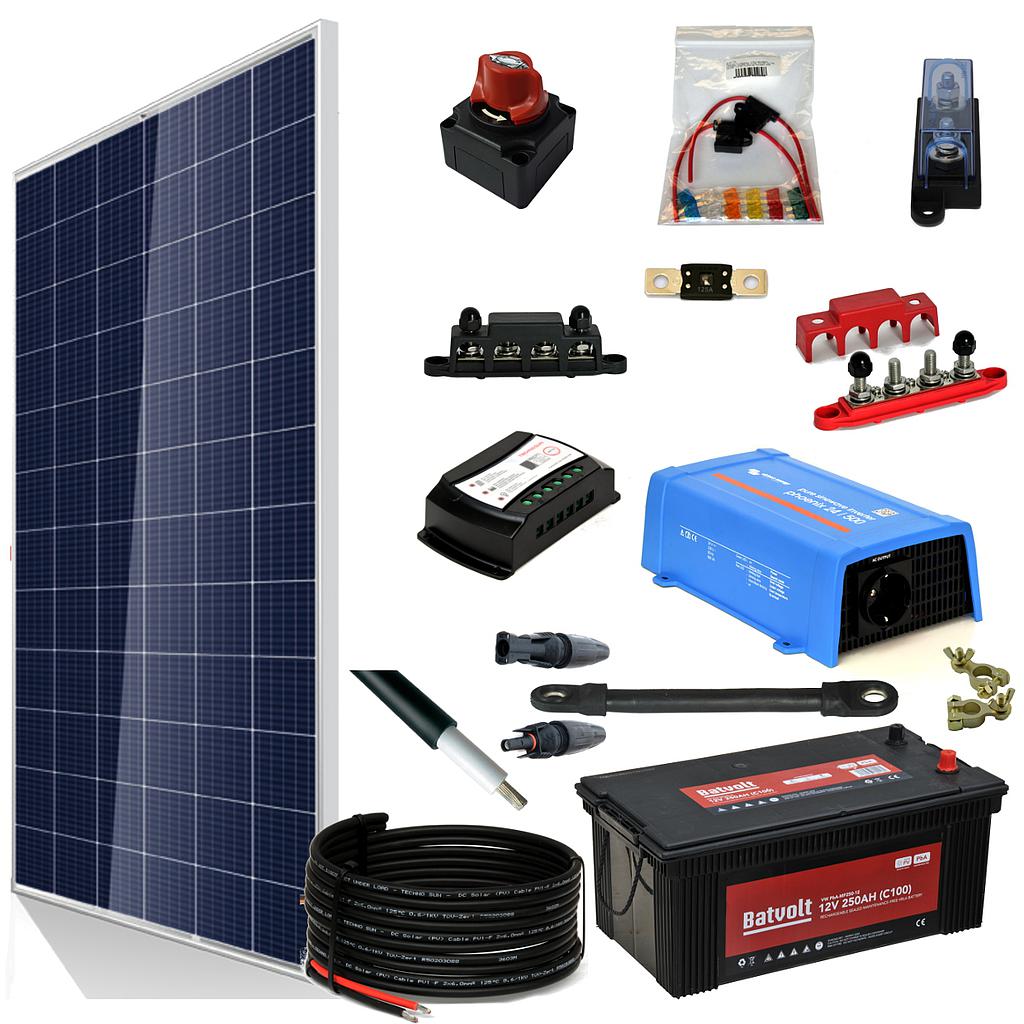 Off-grid kit SolarPack OGP04 - 400W 24v 1550w/day 2600/3200W/h Weekend - Summer - TECHNOSUN