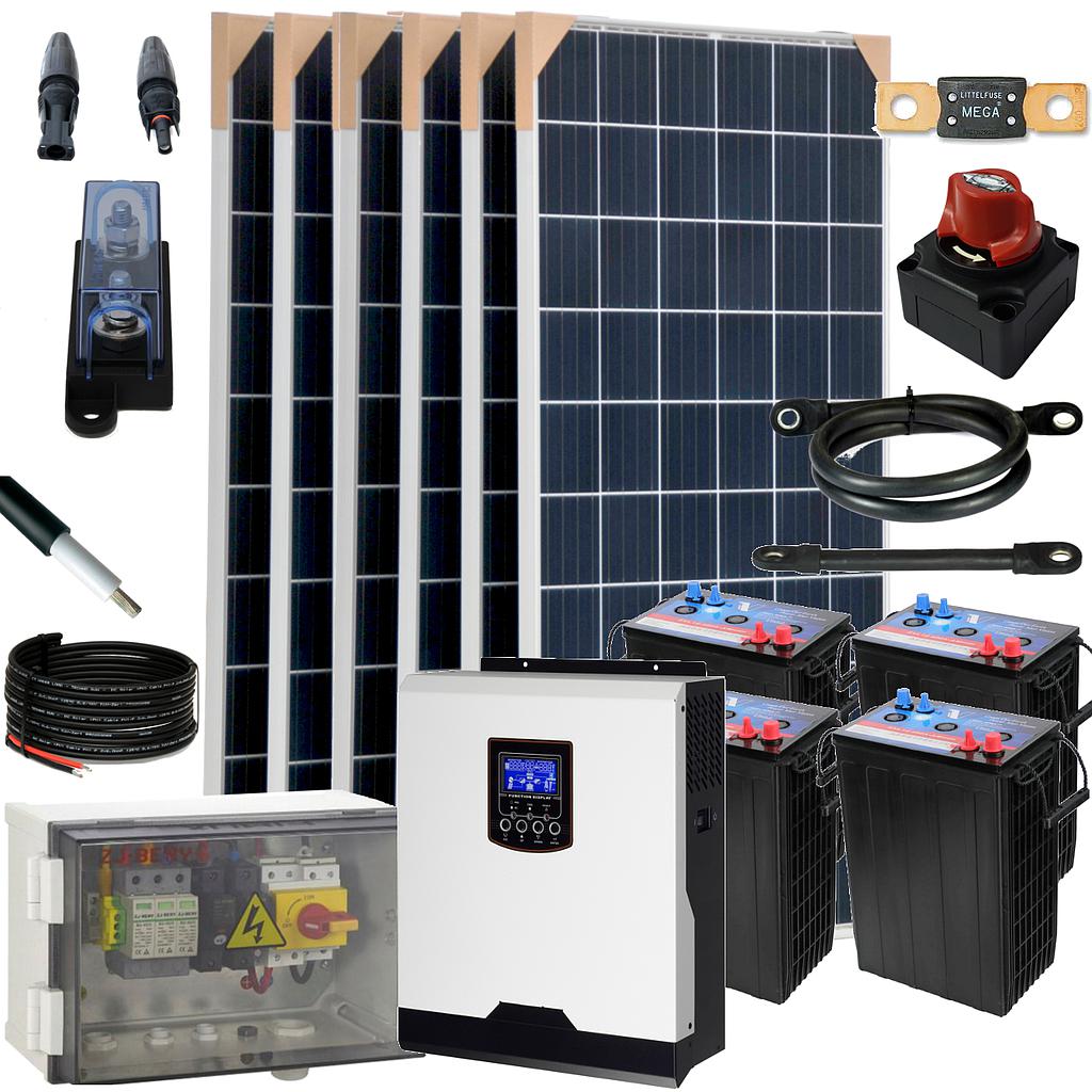 [KIT076] Kit aislada SolarPack OGP09 - 3,0kW 24V 9,5kW/dia 6,4 kWh Vivienda permanente - TECHNO SUN