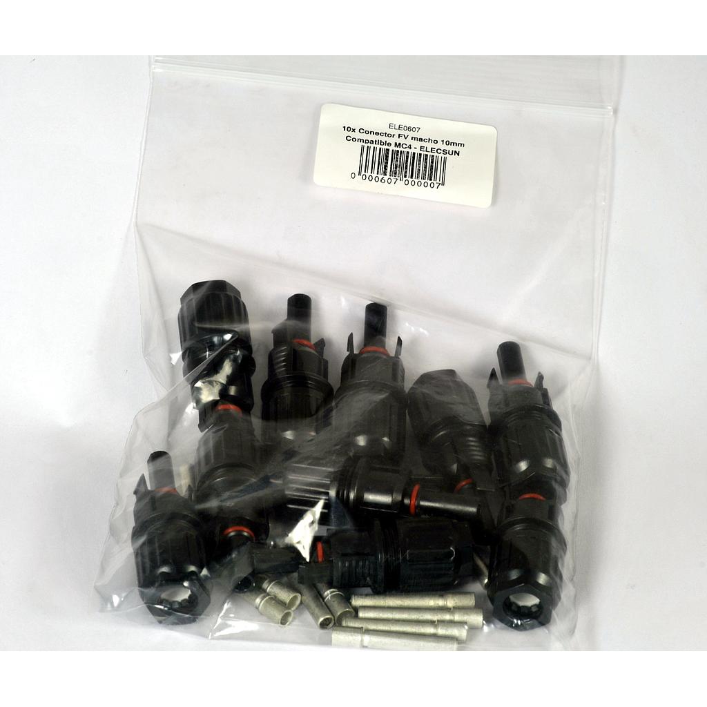 10x Ud. Conectores FV MC4 hembra 6-10mm | 1000V | mismo diametro que MC4 LC1010 - ELECSUN