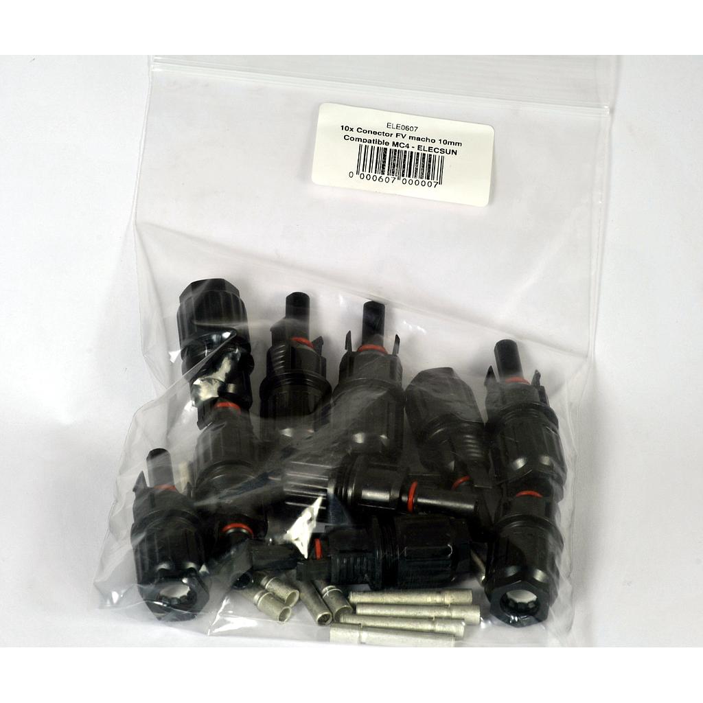 10x you MC4 male PV connectors 6-10mm | 1000V | compatible MC4 LC1010 - ELECSUN