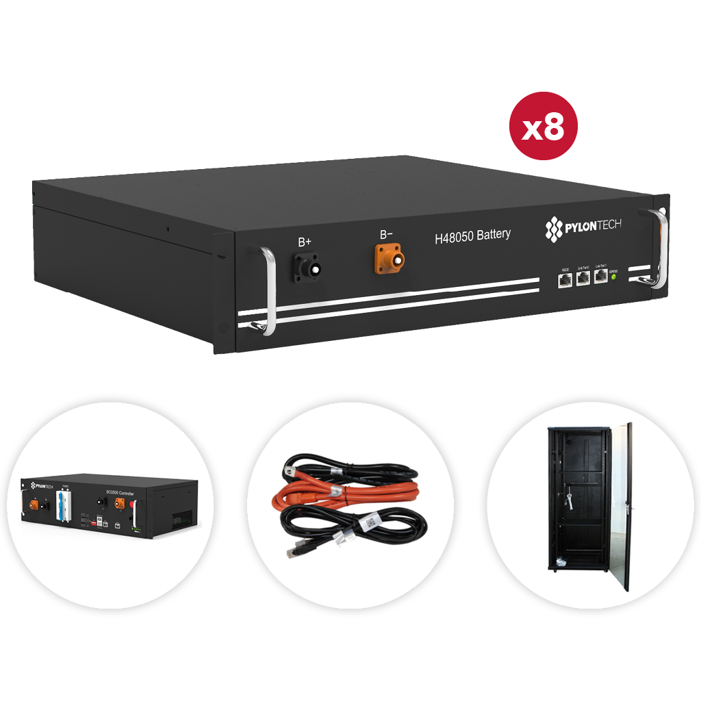 Batería de litio | 19,2Wh | High Voltage | 384VDC | 8 x H48050 | Powercube X1 | Pylontech